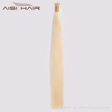 Aisi Hair 10A Unprocessed Blonde Human Hair Double Drawn Can Be Dyed Or Bleach I Tip Human Hair Extension 100g For Women
